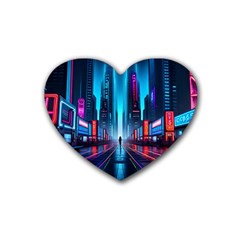 City People Cyberpunk Rubber Heart Coaster (4 Pack)