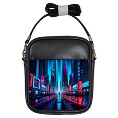 City People Cyberpunk Girls Sling Bag by Jancukart