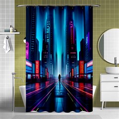 City People Cyberpunk Shower Curtain 48  X 72  (small) 