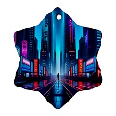 City People Cyberpunk Ornament (snowflake) by Jancukart