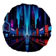 City People Cyberpunk Large 18  Premium Flano Round Cushions