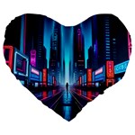 City People Cyberpunk Large 19  Premium Flano Heart Shape Cushions Front