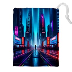 City People Cyberpunk Drawstring Pouch (4xl) by Jancukart