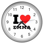 I love emma Wall Clock (Silver) Front