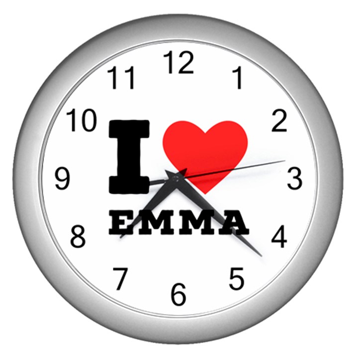 I love emma Wall Clock (Silver)