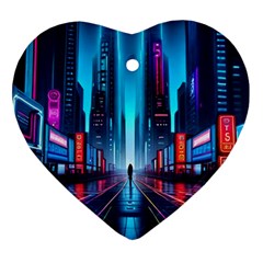 City People Cyberpunk Ornament (heart) by Jancukart