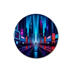 City People Cyberpunk Rubber Coaster (round)