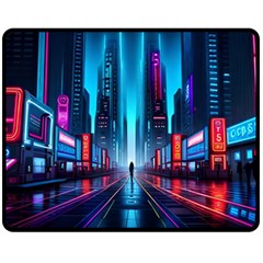 City People Cyberpunk One Side Fleece Blanket (medium)