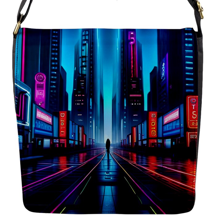 City People Cyberpunk Flap Closure Messenger Bag (S)