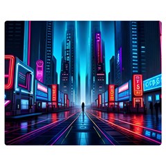 City People Cyberpunk Premium Plush Fleece Blanket (medium) by Jancukart