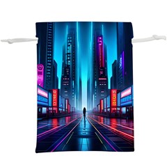 City People Cyberpunk Lightweight Drawstring Pouch (xl) by Jancukart