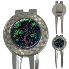 Tree Nature Cartoon Drawing Comic 3-in-1 Golf Divots