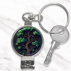 Tree Nature Cartoon Drawing Comic Nail Clippers Key Chain by Jancukart