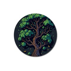 Tree Nature Cartoon Drawing Comic Magnet 3  (round)