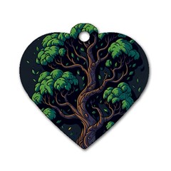 Tree Nature Cartoon Drawing Comic Dog Tag Heart (one Side)