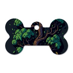 Tree Nature Cartoon Drawing Comic Dog Tag Bone (one Side)