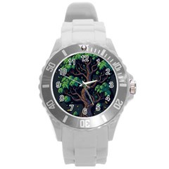 Tree Nature Cartoon Drawing Comic Round Plastic Sport Watch (l)