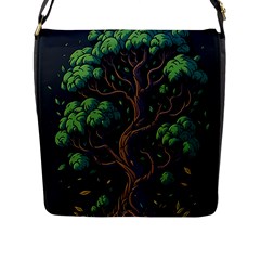 Tree Nature Cartoon Drawing Comic Flap Closure Messenger Bag (l)