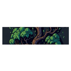 Tree Nature Cartoon Drawing Comic Oblong Satin Scarf (16  X 60 )