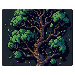 Tree Nature Cartoon Drawing Comic One Side Premium Plush Fleece Blanket (medium)