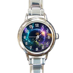 Fantasy People Mysticism Composing Round Italian Charm Watch by Jancukart