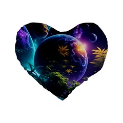 Fantasy People Mysticism Composing Standard 16  Premium Heart Shape Cushions