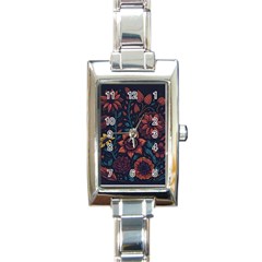 Flower Art Drawing Painting Spring Rectangle Italian Charm Watch by Jancukart