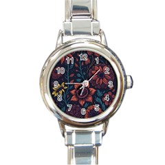 Flower Art Drawing Painting Spring Round Italian Charm Watch