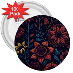 Flower Art Drawing Painting Spring 3  Buttons (100 pack)  Front