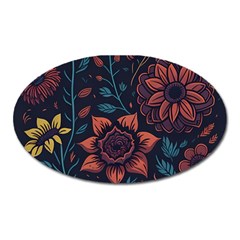 Flower Art Drawing Painting Spring Oval Magnet by Jancukart