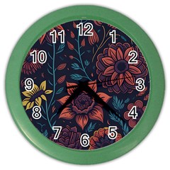 Flower Art Drawing Painting Spring Color Wall Clock