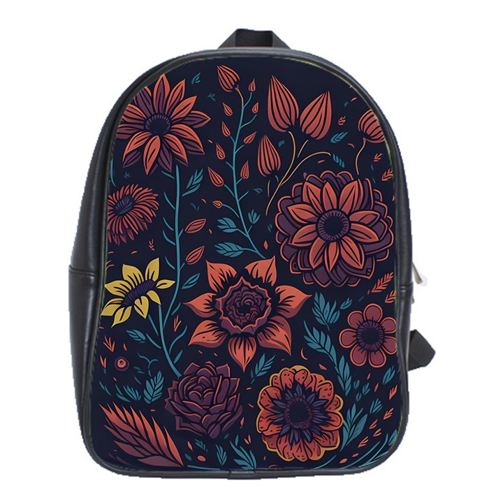 Flower Art Drawing Painting Spring School Bag (Large)