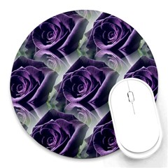 Purple Flower Rose Petals Plant Round Mousepad by Jancukart