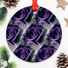 Purple Flower Rose Petals Plant Ornament (round) by Jancukart