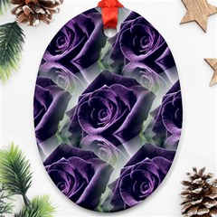 Purple Flower Rose Petals Plant Ornament (oval) by Jancukart