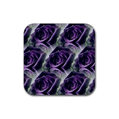 Purple Flower Rose Petals Plant Rubber Coaster (square) by Jancukart