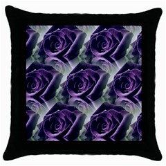 Purple Flower Rose Petals Plant Throw Pillow Case (black) by Jancukart