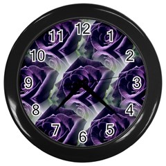 Purple Flower Rose Petals Plant Wall Clock (black) by Jancukart