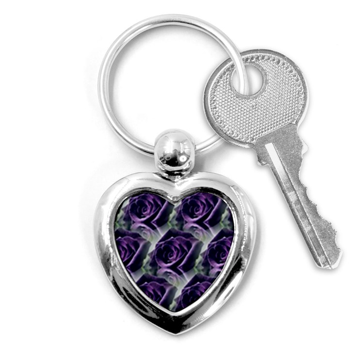 Purple Flower Rose Petals Plant Key Chain (Heart)