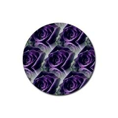 Purple Flower Rose Petals Plant Rubber Coaster (round) by Jancukart