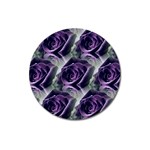 Purple Flower Rose Petals Plant Magnet 3  (Round) Front