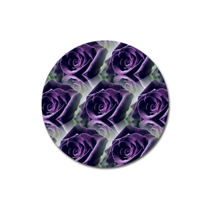 Purple Flower Rose Petals Plant Magnet 3  (Round)