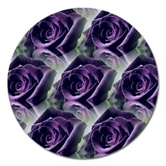 Purple Flower Rose Petals Plant Magnet 5  (round) by Jancukart