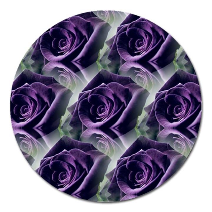 Purple Flower Rose Petals Plant Magnet 5  (Round)