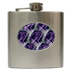 Purple Flower Rose Petals Plant Hip Flask (6 Oz) by Jancukart