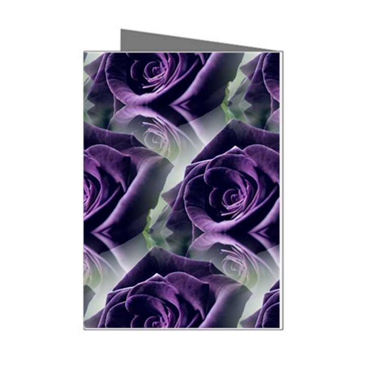 Purple Flower Rose Petals Plant Mini Greeting Cards (Pkg of 8)