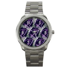 Purple Flower Rose Petals Plant Sport Metal Watch