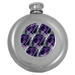 Purple Flower Rose Petals Plant Round Hip Flask (5 Oz) by Jancukart