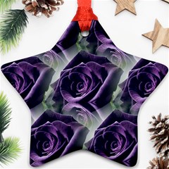 Purple Flower Rose Petals Plant Star Ornament (two Sides)