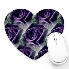 Purple Flower Rose Petals Plant Heart Mousepad by Jancukart